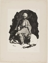 Seated Turk, plate one from Ink Sketches by Charlet, 1828, Nicolas Toussaint Charlet (French,