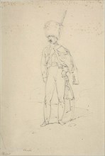 Standing Hussar, n.d., Nicolas Toussaint Charlet, French, 1792-1845, France, Graphite on buff laid