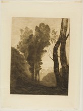 Outskirts of Rome, 1866, Jean-Baptiste-Camille Corot, French, 1796-1875, France, Etching on ivory
