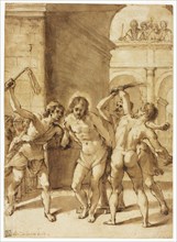 Flagellation of Christ, n.d., School of Guercino, Italian, 1591-1666, Italy, Pen and brown ink,