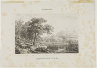 View Taken near Subiaco, 1838, Charles François Daubigny, French, 1817-1878, France, Etching on