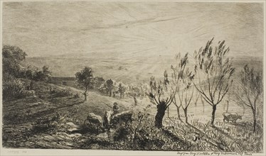 Sunrise, 1850, Charles François Daubigny, French, 1817-1878, France, Etching on ivory wove paper,