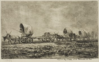 Covered Wagons (Souvenir of the Morvan), 1850, Charles François Daubigny, French, 1817-1878,