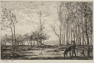 Sunset, 1859, Charles François Daubigny, French, 1817-1878, France, Etching on chine collé on