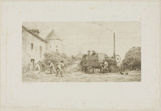 The Reaping Machine, 1860, Charles François Daubigny, French, 1817-1878, France, Etching on white