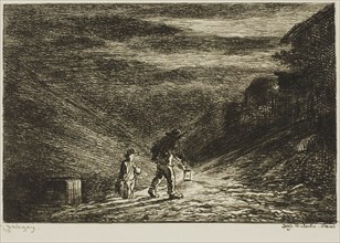 The Search for an Inn, 1861, Charles François Daubigny, French, 1817-1878, France, Etching on ivory