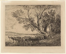 The Ford, 1865, Charles François Daubigny, French, 1817-1878, France, Etching and drypoint on cream