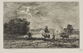 Moonlight in Valmondois, 1877, Charles François Daubigny, French, 1817-1878, France, Etching and
