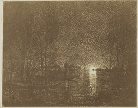 Night Effect, 1862, Charles François Daubigny, French, 1817-1878, France, Cliché-verre in brown on