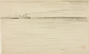 Crossing the Channel, 1866, Charles François Daubigny, French, 1817-1878, France, Graphite on tan
