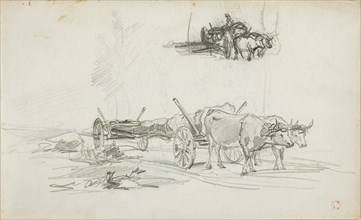 Two Sketches of Oxen Hauling a Log, n.d., Charles François Daubigny, French, 1817-1878, France,