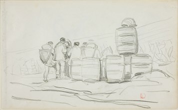 Study of a Group of People with Barrels (recto), Two Studies of a woman Gleaning (verso), c. 1863,