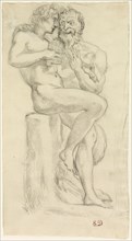 Study of a Nude Figure and a Faun, n.d., Attributed to Pierre Andrieu (French, 1821-1892), formerly