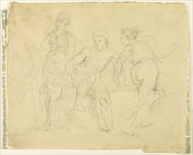 Hercules Between Virtue and Vice, 1849–52, Eugène Delacroix, French, 1798-1863, France, Graphite on