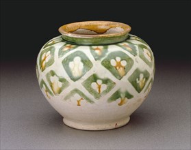 Jar, Tang dynasty (618–907), first half of 8th century, China, Earthenware with three-color
