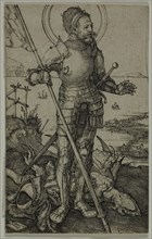 St. George on Foot, 1502, Albrecht Dürer, German, 1471-1528, Germany, Engraving in black on cream