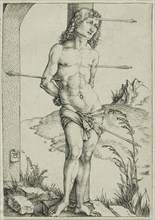St. Sebastian Bound to the Column, c. 1499, Albrecht Dürer, German, 1471-1528, Germany, Engraving