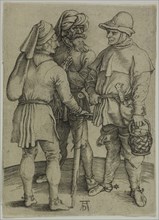 Three Peasants in Conversation, c. 1497, Albrecht Dürer, German, 1471-1528, Germany, Engraving in