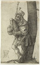 The Bag-Piper, 1514, Albrecht Dürer, German, 1471-1528, Germany, Engraving in black on ivory laid