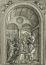 The Holy Family with Two Angels in a Vaulted Hall, c. 1503–04, Albrecht Dürer, German, 1471-1528,