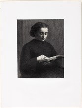Reading, 1897, Henri Fantin-Latour, French, 1836-1904, France, Lithograph in black on off-white