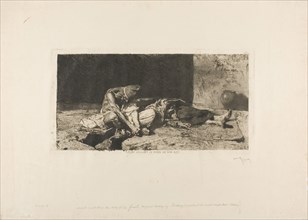 Arab Watching the Body of his Friend, 1879, Mariano José María Bernardo Fortuny y Carbó, Spanish,