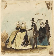 Hyde Park, n.d., Attributed to Constantin Guys, French, 1802-1892, France, Pen and brown ink, with