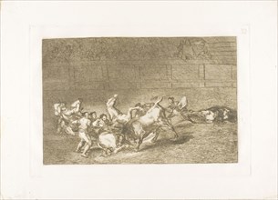 Two teams of picadors thrown one after the other by a single bull, plate 32 from The Art of
