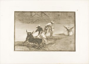 They Play Another with the Cape in an Enclosure, plate four from The Art of Bullfighting, 1814/16,