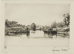 Egham Lock, c. 1859, Francis Seymour Haden, English, 1818-1910, England, Etching, drypoint and
