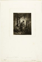 The Pig-Butcher, 1844, Charles Émile Jacque, French, 1813-1894, France, Etching on light gray China