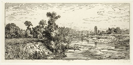 The Isle of Aligre, with Two Boats, 1844, Charles Émile Jacque, French, 1813-1894, France, Etching