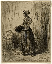 Standing Peasant Woman, 1845, Charles Émile Jacque, French, 1813-1894, France, Etching and roulette