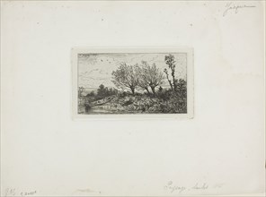 Landscape, Willow Trees, c. 1845, Charles Émile Jacque, French, 1813-1894, France, Etching on light