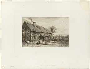 Lanscape with Peasant Dwelling, 1845, Charles Émile Jacque, French, 1813-1894, France, Etching,