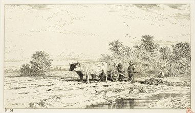 Landscape with Farm Laborers, 1845, Charles Émile Jacque, French, 1813-1894, France, Etching on