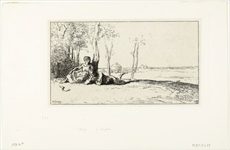 Reapers at Rest, 1849, Charles Émile Jacque, French, 1813-1894, France, Etching on light gray China
