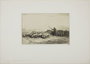 Herd of Pigs, 1850, Charles Émile Jacque, French, 1813-1894, France, Etching on China paper, 145 ×