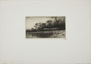 Evening Landscape, 1850, Charles Émile Jacque, French, 1813-1894, France, Etching and roulette on
