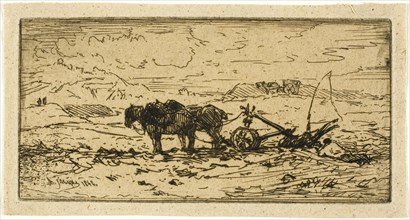 Plowman and his Team Resting, 1846, Charles Émile Jacque, French, 1813-1894, France, Etching on