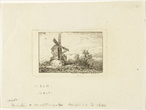 Windmill, 1846, Charles Émile Jacque, French, 1813-1894, France, Etching on ivory laid paper, 42 ×