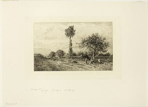 Landscape with Curving Road, 1849, Charles Émile Jacque, French, 1813-1894, France, Etching on