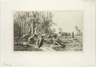 Winter, 1846, Charles Émile Jacque, French, 1813-1894, France, Etching on light gray China paper