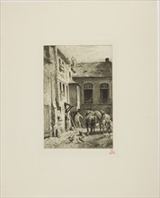 Parisian Courtyard, 1865, Charles Émile Jacque, French, 1813-1894, France, Etching and drypoint on