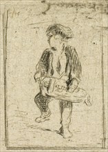 Hurdy-Gurdy Player, c. 1843, Charles Émile Jacque, French, 1813-1894, France, Drypoint and roulette