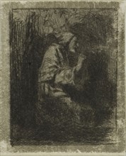 Monk at Prayer, n.d., Charles Émile Jacque, French, 1813-1894, France, Drypoint on ivory wove