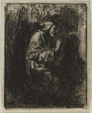 Monk at Prayer, n.d., Charles Émile Jacque, French, 1813-1894, France, Drypoint on ivory wove