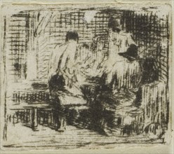Drinkers, n.d., Charles Émile Jacque, French, 1813-1894, France, Etching on ivory wove paper, 24 ×