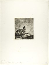 Traveler on Horseback, 1848, Charles Émile Jacque, French, 1813-1894, France, Drypoint and roulette