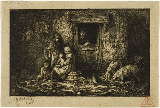 Doorway of a Farmhouse, n.d., Charles Émile Jacque, French, 1813-1894, France, Etching on buff